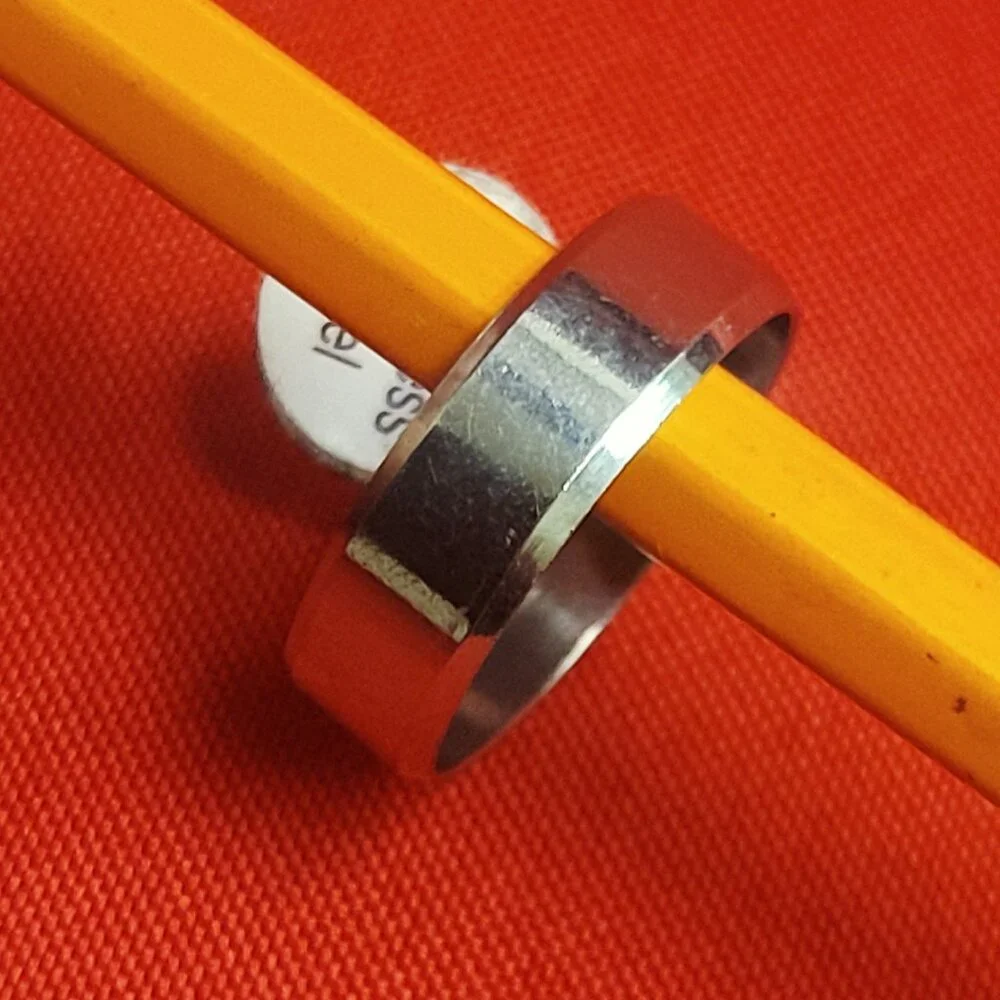 Stainless Steel Wide Band Ring Size 22 Silver Tone Unisex